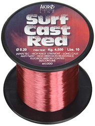 Akiro Surf Cast, Unisex Adult Fishing Line, unisex adult, AMSURCASRE1000.020, red, 0.2 mm