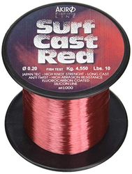 Akiro Surf Cast AMSURCASRE1000.018 Unisex Adult Fish Line Red 0.18 mm