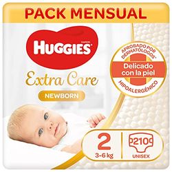 Huggies Extra Care Pañales Recién Nacido Talla 2 (3-6 kg) - 210 pañales