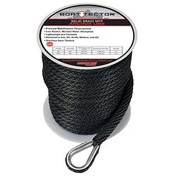 Extreme Max Ligne d'ancrage MFP tressée BoatTector 3006.3468 avec cosse, 1,27 cm x 300,5 m, Noir