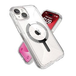 Speck GemShell - Funda Transparente para iPhone 15, iPhone 14 y iPhone 13, Delgada, diseñada para MagSafe, Agarre de protección contra caídas, Resistente a rayones, antiamarilleamiento, Funda de