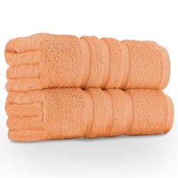 GC GAVENO CAVAILIA Large Bath Sheet 2 Pack - 100% Egyptian Cotton - Highly Water Absorbent & Quick Dry Extra Large Towels - Easycare & Durable - Peach