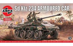 Airfix Vintage Classics Set - A01311V SDKFz.234 Armoured Car - Plastic Model Tank Kits for Adults & Children 8+, Set Includes 57 Pieces, Sprues & Decals - 1:76 Scale Model Tank Set