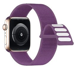 Lobnhot Nylon armband compatibel met Apple Watch armband 44 mm 42 mm 45 mm heren dames, verstelbare sportarmband compatibel met iWatch 7 SE 6 5 4 3 2 1 (42/44/45 mm paars)