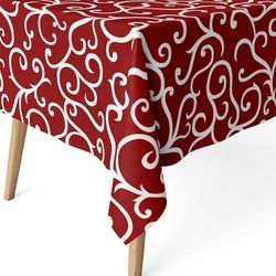 ECOMMERC3 | Fläckbeständig bordsduk för rektangulärt bord storlek 140 x 140 cm - fläckbeständig bordsduk extra mjuk och vattentät vinröd