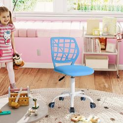 FurnitureR Chaise de Bureau pivotante à Hauteur réglable avec Petit Trou, pour Chambre d'enfant ou Salle d'étude, Bleu I