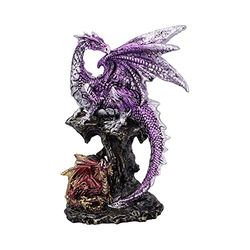 Nemesis Now Figurka rodzicielska smoka i smoka, fioletowa, 15,2 cm
