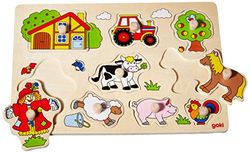 Goki 57995 Farm Vi, Lift-Out Puzzle, Multicolor