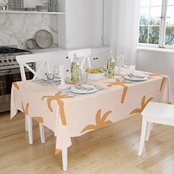 Bonamaison Tafelkleed, Anti-Mold, Sneldrogend, Waterdicht, 100% Polyester Tafellaken, Oranje, gebroken wit, 140 x 160 Cm - Ontworpen en Vervaardigd in Turkije