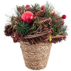 Pot de Noël en Osier Complet 22 cm