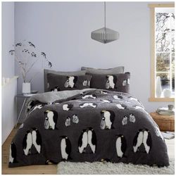 GC GAVENO CAVAILIA Set di biancheria da letto singolo in pile Teddy, con pinguino, morbido, caldo e accogliente