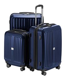 HAUPTSTADTKOFFER - X-Berg - Bagageväska hård sida spinnvagn 4 hjul expanderbar, TSA, 75 cm, röd, Mörkblå glansig, Set, Bagageset