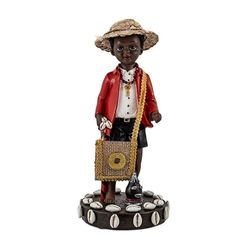 DRW Eleggua Orisha Baby elegua staande jongen van kunsthars, handbeschilderd, 12 x 12 x 26 cm