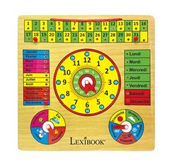 Lexibook Bio Toys, Mi Premier Calendario Educativo de Pared de Madera con Reloj, francés, EDU365FR