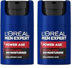 NEW L'Oréal Men Expert Power Age Moisturiser, Hydrating & Revitalising Hyaluronic Acid Moisturiser for Men, designed for Ageing, Dry & Dull Skin 50ml (Pack of 2)