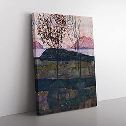 Setting Sun By Egon Schiele Classic Painting Canvas Wall Art Print Ready to Hang, Framed Picture for Living Room Bedroom Home Office Décor, 76x50 cm (30x20 Inch)