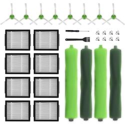 Accesorios de piezas de repuesto para irobot Roomba i1+ i7 i7+ i3+ i4+ i6+ i8+ i8+ J7+ Plus I & J Plus serie aspiradora incluye 4 cepillos de rodillo, 8 filtros, 8 cepillos laterales
