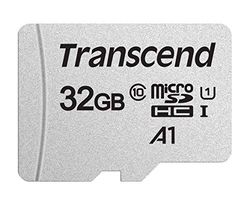 Transcend Cartão de memória microSDXC 300S, 32 GB classe 10, com até 95/45 MB/s (para smartphones, câmaras digitais e consolas da Nintendo) sem adaptador SD - TS32GUSD300S