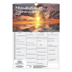 Sonnenzauber Wall Planner Family Planner 4 Column Planner A3 Calendar for 2024 Sun and Light Seelenzauber