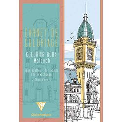 Clairefontaine 97505C - Un carnet de coloriage adulte de 48 pages imprimées 21x29,7 cm 120g, Villes