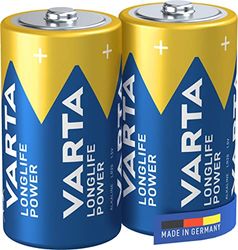 VARTA Piles C Baby, lot de 2, Longlife Power, Alcalines, 1,5V, adaptées aux accessoires informatiques, lampes de poche, appareils photo, Made in Germany