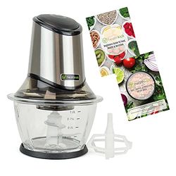 Health Kick Food Chopper & Processor for Salad, Sauces, Vegetables, Meat, Fruits and Nuts, 400W and 4 Durable Sharp Blades, 1 Litre Glass Bowl - K3301