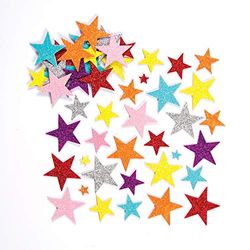 Baker Ross Autocolantes de estrelas de espuma com purpurinas (embalagem de 150) para decorar cartões, colagens e artesanato infantil