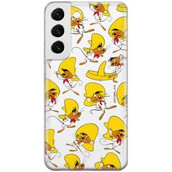 ERT GROUP mobiltelefonfodral för Samsung S22 PLUS originalt och officiellt licensierat Looney Tunes mönster Speedy Gonzales 001 anpassad till formen på mobiltelefonen, gedeeltelijk transparant