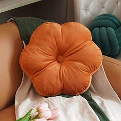 ARTMAGIC Coussin décoratif en Velours en Forme de Fleur Ultra Doux pour canapé, lit, canapé, Orange brûlé, 40,6 x 40,6 cm