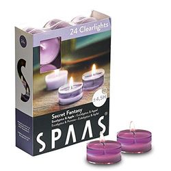 Spaas 24 Scented Clearlights, Tealights in Transparent Clear Cup, 4.5 Hours, Secret Fantasy