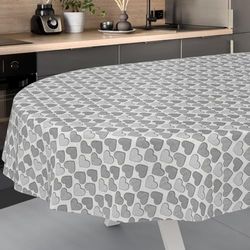 Vaxduk bordsduk tvättbar vaxduk vaxduk trädgårdsduk utomhus inomhus oval 220 x 140 cm skärkant hjärta grå