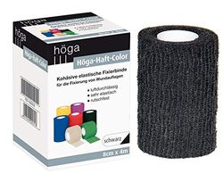 Höga - Benda elastica di fissaggio, 8 cm x 4 m, confezione da 2 (2 x 1 pezzo), colore: Nero