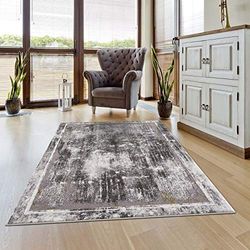 carpet city Tappeto con bordo per soggiorno, 140 x 200 cm, grigio mélange, moderno a pelo corto