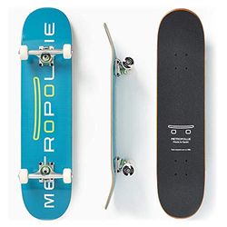Metropollie - Blå Full Skateboard - Skateboard för barn Tonåringar Nybörjare, 7-skiktstabell 100% Kanadensisk lönnträ, ABEC-5 hjul 52MM och Jessup sand.