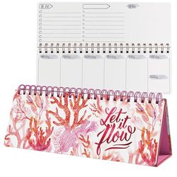 SIGEL JP104 Jolie Weekly planner undated, Underwater Miracles, 100 gsm, 30 x 11,4 cm, hardcover, 124 pages, coral, violet, Pink