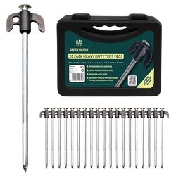 Green Haven Set van 20 zware haringen - duurzame gegalvaniseerde stalen grondharingen - roestbestendige metalen haringen voor kamperen, tuinhuisjes, wandelen en buiten - Multifunctionele metalen