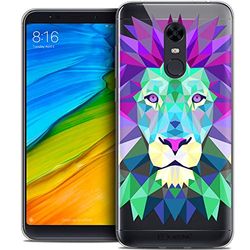 CASEINK fodral för Xiaomi Redmi 5 Plus (6) fodral [kristallgel HD polygon djurserie - mjuk - ultratunn - tryckt i Frankrike] lejon