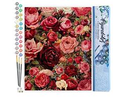 Figured'Art Peinture par Numéro Adulte Fleurs Romantiques - Activité Manuelle Kit de Loisir Créatif DIY Numéro d'Art Complet - 40x50cm sans châssis en bois
