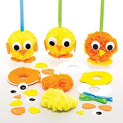 Baker Ross Pom Poms motif Poussin de Pâques - Lot de 4, Fournitures Artistiques pour Enfants (AT440)