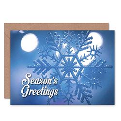 Wee Blue Coo CARD MERRY CHRISTMAS XMAS FROSTY SNOWFLAKE LIGHTS GIFT