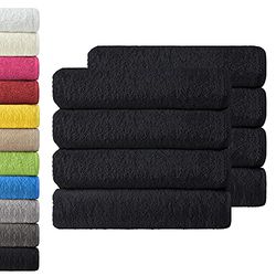NatureMark Lot économique de 8 Serviettes éponge, 50 x 100 cm, 100% Coton, Noir