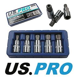 US PRO 5 Stuk 1/2 "Drive Spline Triple Vierkante Bit Sockets M10 - M18 2076