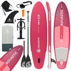 AQUASTIC Perth 9'10 inch opblaasbaar SUP-board, allround vorm, Drop Stitch Lite, 300 × 76 × 12 cm, 320 l verplaatsing, max. belasting 100 kg, 3 mm EVA-schuim, D-ringgreep, slide-in 9 inch ballast.