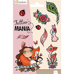 Avenue Mandarine CC003O - TATOO'MANIA - 1 vel 10,5 x 16 cm met 9 tatoos - vanaf 5 jaar - bos