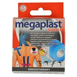 NASTRO KINESIO TAPE CEROTTO ELASTICO ADESIVO KINESIOLOGICO 5 metri x 5 cm TURCHESE - 1 Rotolo - SPORT MUSCOLI