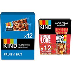 KIND Bars, Gluten Free Snack Bars, Fruit & Nut, 12 Bars and Bars, Gluten Free Snack Bars, Maple Pecan Almond, 12 Bars