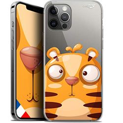 Caseink Beschermhoesje voor Apple iPhone 12 Pro Max (6,7 inch), gel, HD [bedrukt in Frankrijk] iPhone 12 Pro Max beschermhoes, zacht, schokbestendig, cartoon tijger