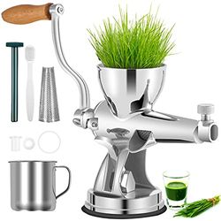 VEVOR Spremiagrumi Wheatgrass Manuale in Acciaio inossidabile, Spremiagrumi Mano per Erba di Grano, Frutta e Verdura da 20,5x27 cm, Estrattore Wheatgrass con Base da 12 cm in Argento Cavolo Sedano