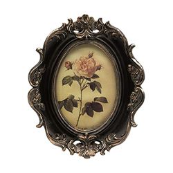CISOO Vintage 4x6 Oval Picture Frame Antique Photo Frame Table Top Display and Wall Hanging, Retro Home Decor, Ornate Photo Gallery Art (Black and Gold)