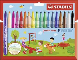 Extra-Thick Fibre-Tip Pen - STABILO power max - Pack of 18 - Assorted Colours